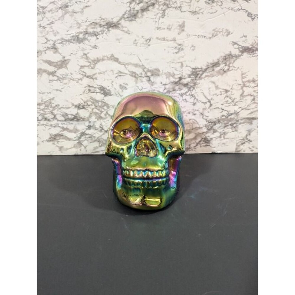 Iridescent Metallic Skull Decor